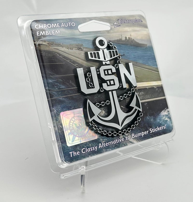 Elektroplate Officially Licensed USN Navy Anchor OEM Chrome Emblem for Cars, Trucks, and All Auto | Universal Fit at 3.25" x 2.1" | Weatherproof - Image 5